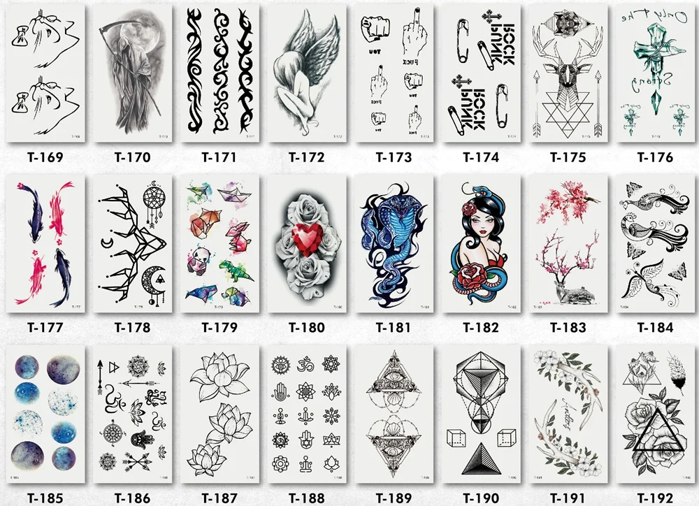 Goldocean Peças Atacado Tatuagem Temporária Etiqueta 10x6cm Falso Triângulo Flor Animal Tatoo Men Women Corpo Arte Pasta 200 18 High Quality Beleza e saúde