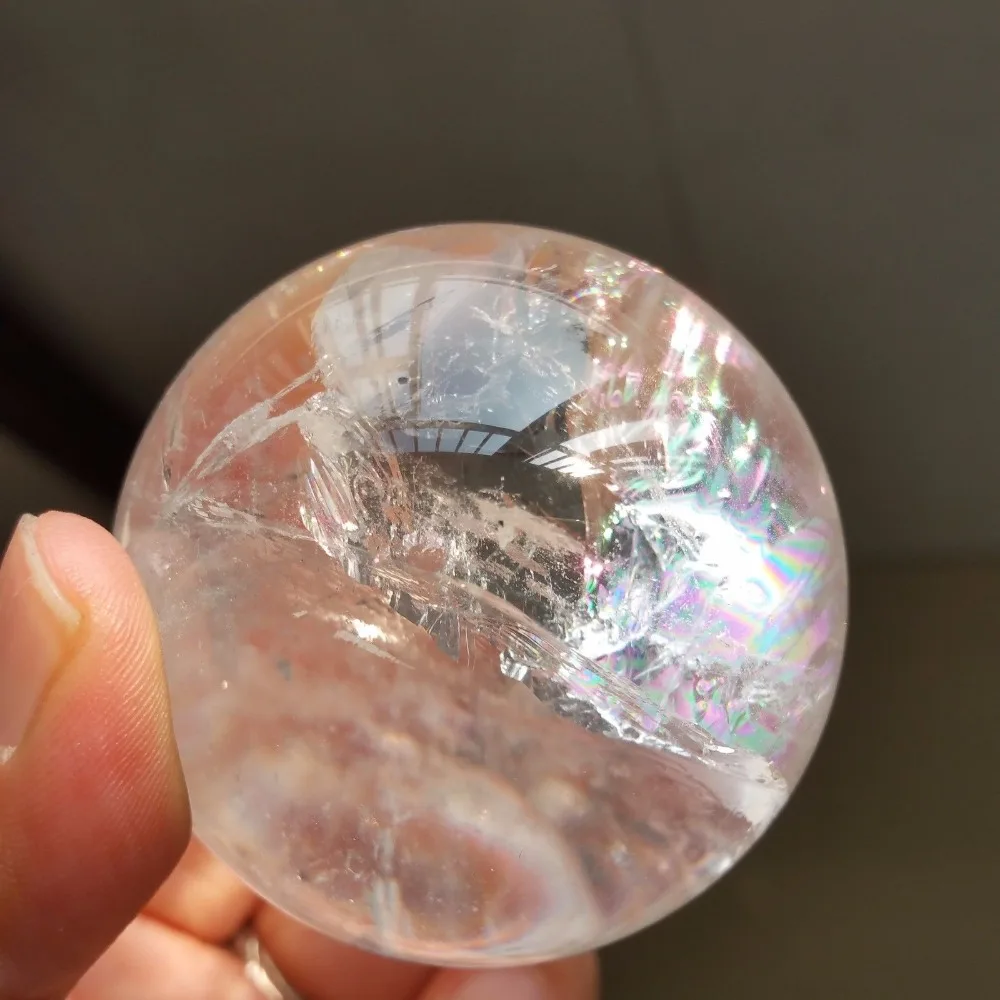 27-42mm Rainbow Clear Quartz Sphere Polished Crystal Mineral Ball 1PC China 