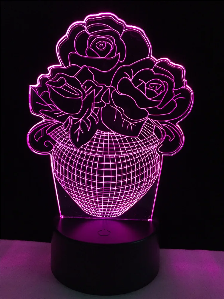 GAOPIN A Bottle Of Roses Shaped 3D светильник ing светодиодный USB Mood ночной Светильник