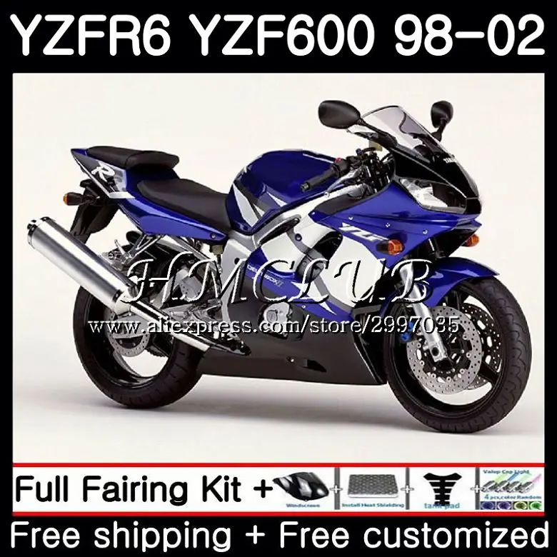 Обтекатель Bodys для YAMAHA YZF600 YZF R6 1998 1999 2000 2001 2002 13HC.19 600 Φ синий черный YZFR6 98 99 00 01 02 |