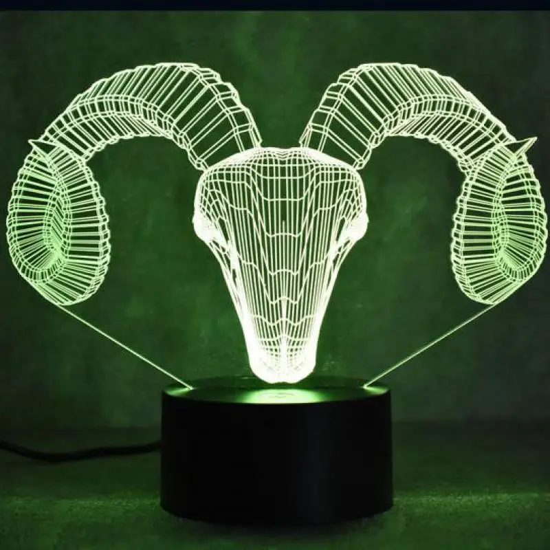 Новая голова козла 3d красочная светодиодная Ночная лампа умный дом Usb мощность