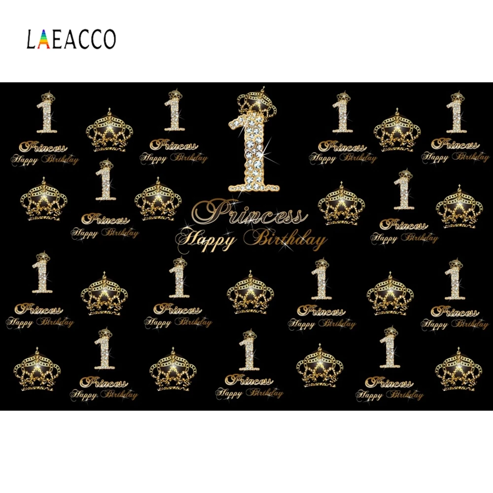 

Laeacco Crystal Baby 1st Birthday Crown Backdrop Photography Background Customized Photographic Backdrops For Photo Studio