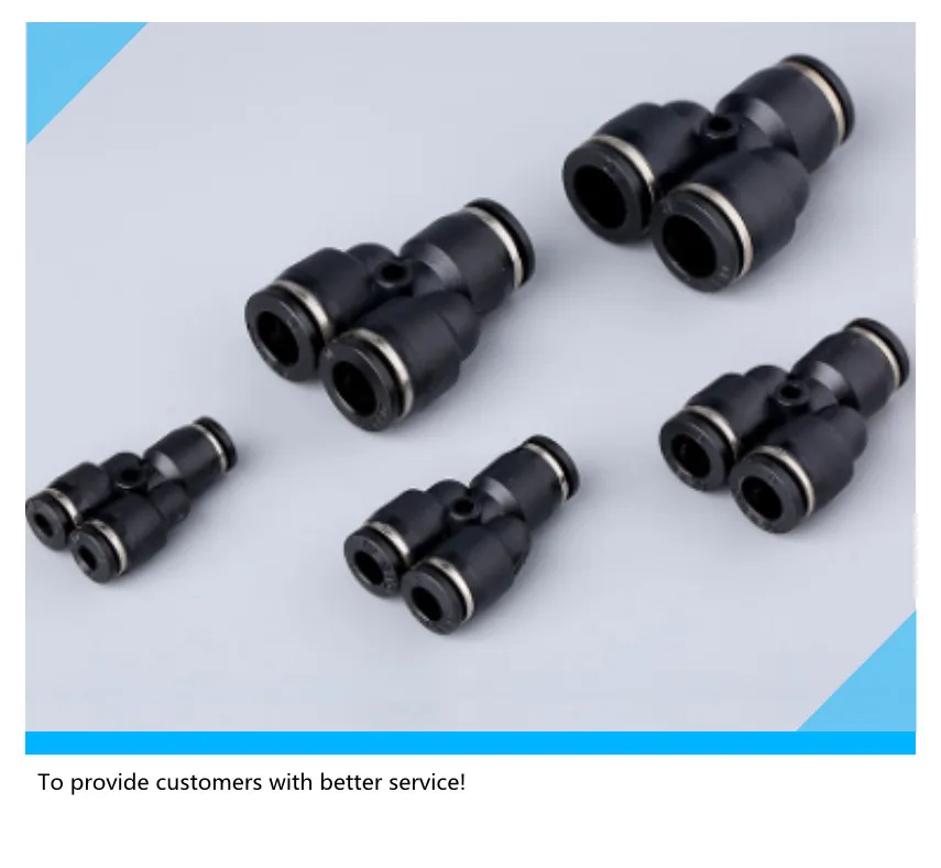 

Pneumatic fittings PY4 PY6 PY8 PY10 PY12 3 way black colour fittings Minimum