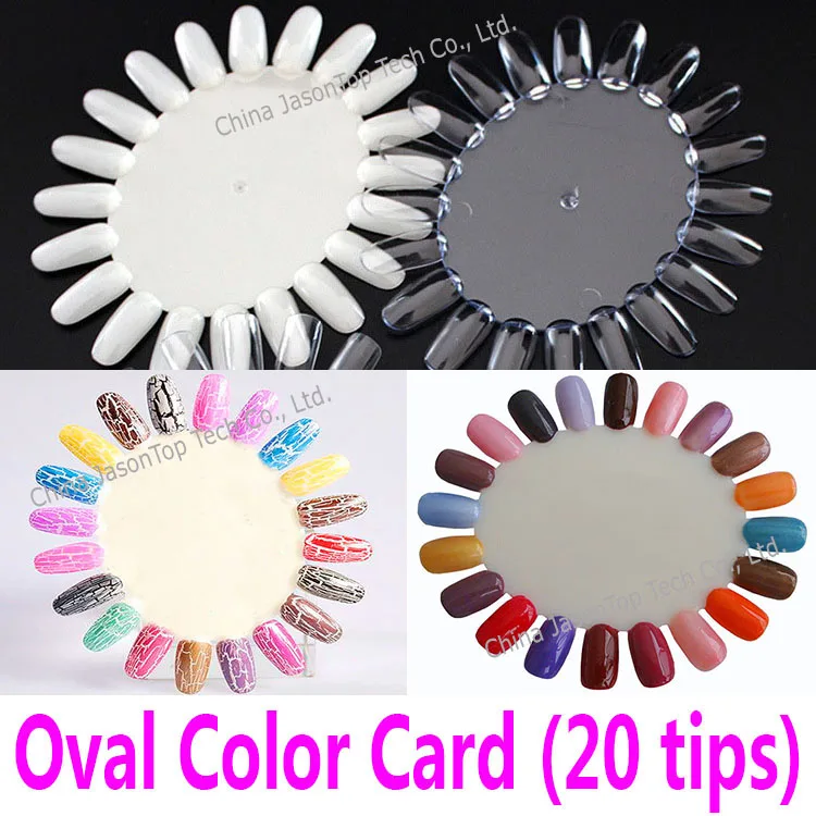 

10*20 Tips 10pcs Oval Nail Polish Display Card Wheel False Nail Tip Nail Art Practice Training Tool Color Showing Card Wholesale