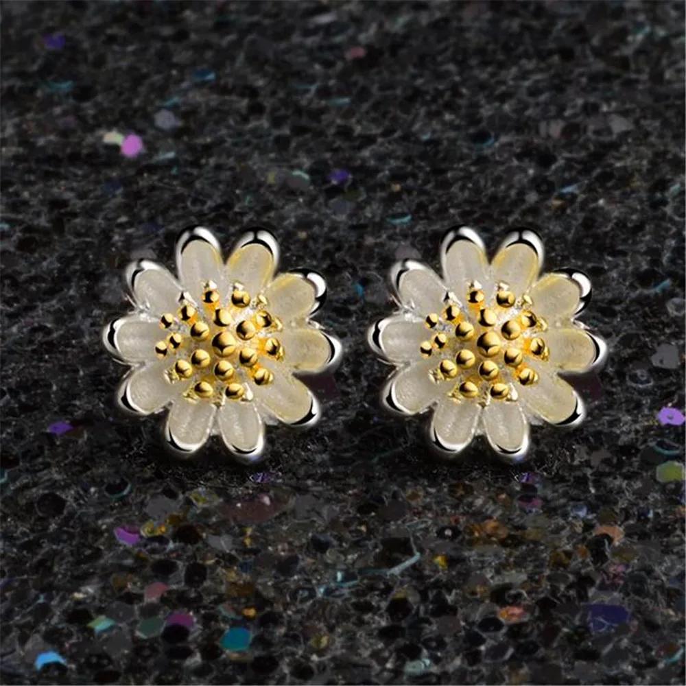 WQQCR Gold and silver two colors Korean Fashion Small Daisy Flower