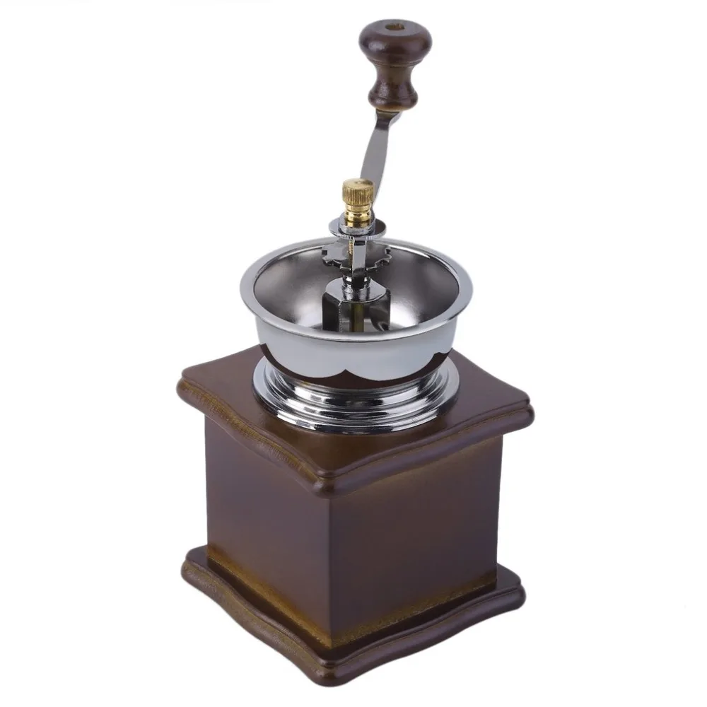 

Vintage Manual Hand Hand-cranked Beech Wood Pepper Coffee Grinder Ceramic Burr Roller Coffee Mill Coffee Tools J2528C
