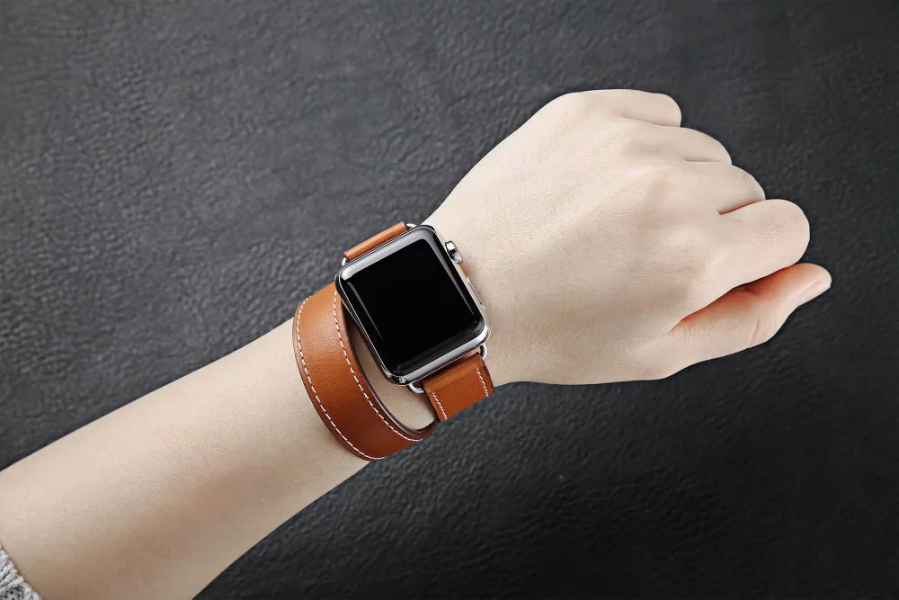 fashion Leather loop for iwatch Series 4 2 3 1 for Apple Watch band Strap Double Tour Extra Long 38mm 42mm 40mm 44mmseries 5