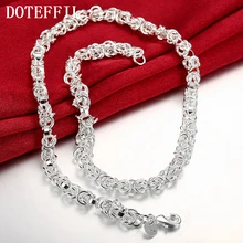 Мода 925 Серебряная цепочка 7 мм коробка ожерелье цепь для женщин мужчин медальон Чокеры ожерелье s ювелирные изделия Рождественский подарок Горячая Распродажа