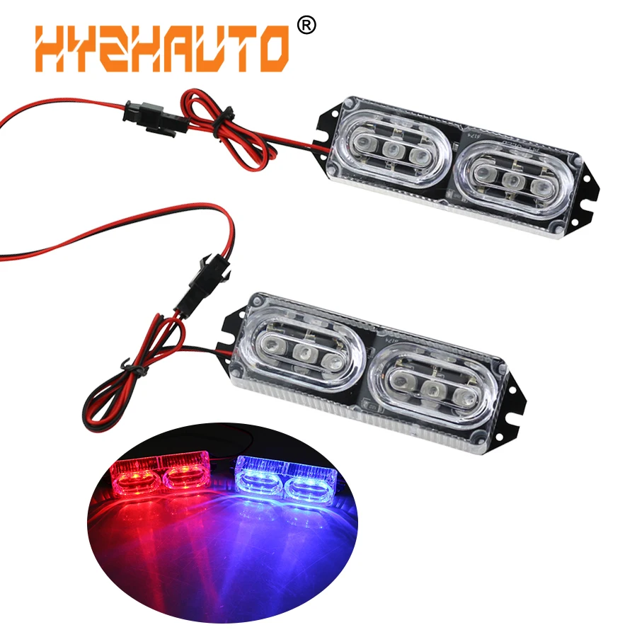 

HYZHAUTO Motorcycle Strobe Brake Light DRL Day Lights White Blue Red High Power 2x6 LED 12V 12W Car Flash Police Warning Lamp
