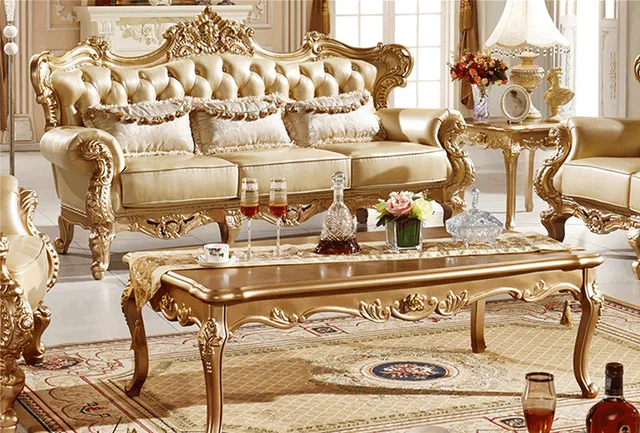 European Combination Living Room Furnitures Sectional Sofa Sets European Combination Living Room Furnitures Sectional Sofa Sets Couch Leather Solid Wood Frames Sofas S03