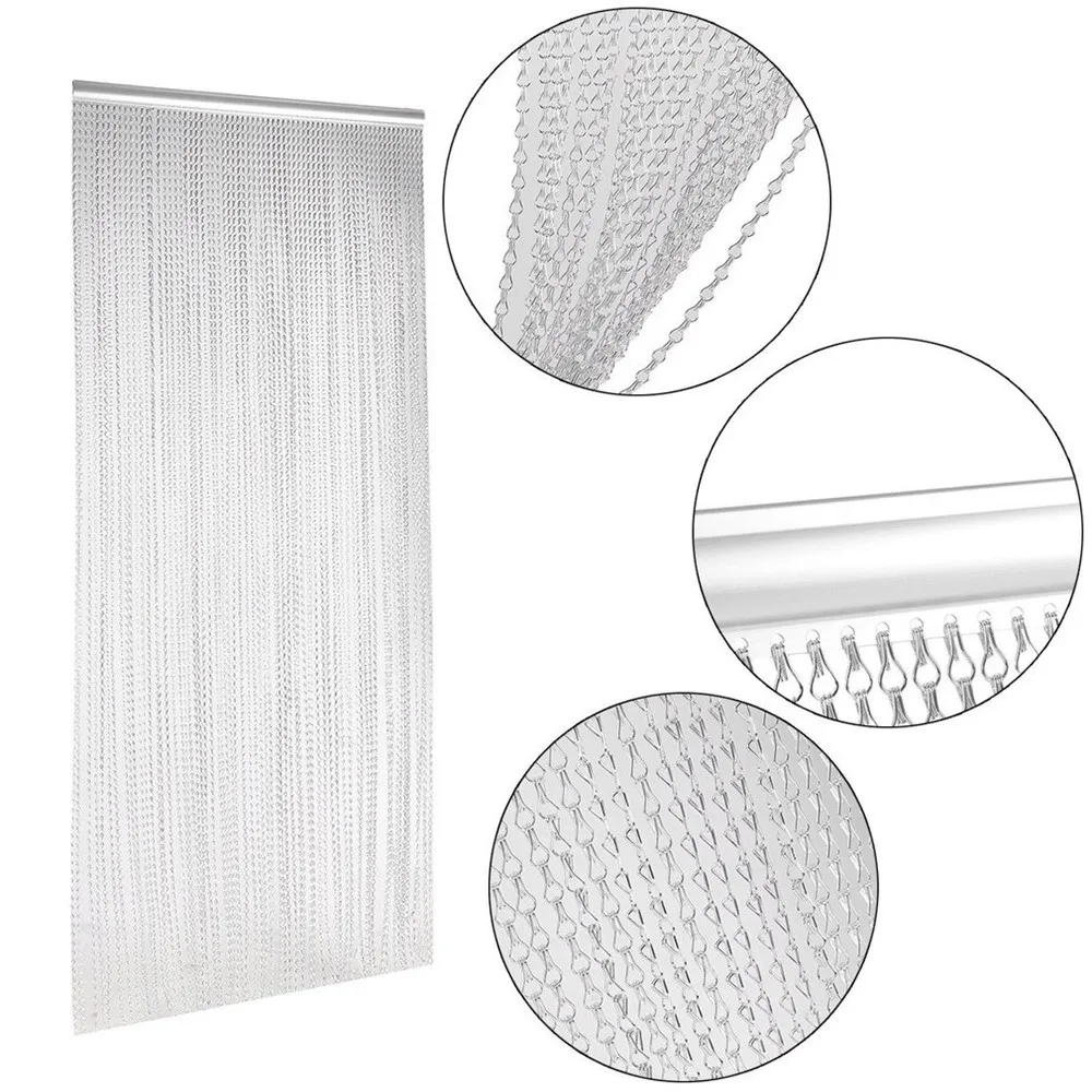 Aluminium Chain Curtain in Silver Strip Blinds For Door Screen 90x210cm