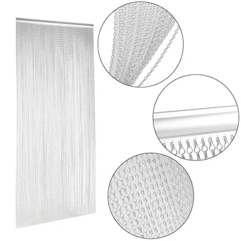 

Aluminium Chain Curtain in Silver Strip Blinds For Door Screen 90x210cm Keeps out Flies Wasps Pest Insect & Bees
