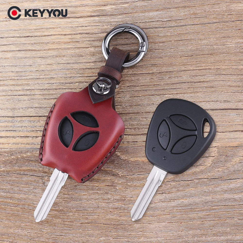 KEYYOU Leather Keychain 3 Buttons Car Key Case Fob For LADA Priora Sedan Sport Kalina Granta Vesta X-Ray XRay Key Shell Cover KEYYOU Leather Keychain 3 Buttons Car Key Case Fob For LADA Priora Sedan Sport Kalina Granta Vesta X-Ray XRay Key Shell Cover