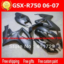 Таможенные обтекатели для Suzuki GSXR-600 750 GSX-R600 R750 2006 2007 GSXR600/750 все плоский черный обтекателя kit AW40