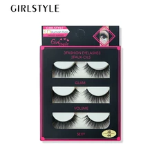 GIRLSTYLE Flash Eyelashes 3Pairs Long Extention Eyelashes Makeup Slim Thick Curling Sexy Flash Eyelashes Cosmetics