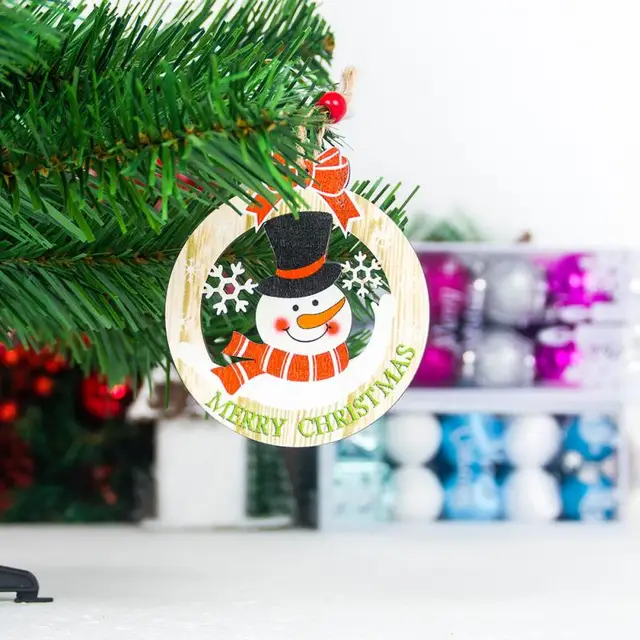 Merry Christmas Craft DIY Wooden Pendants Ornaments Xmas Tree Ornament For Home Decor Christmas Party Decorations Kids Gift