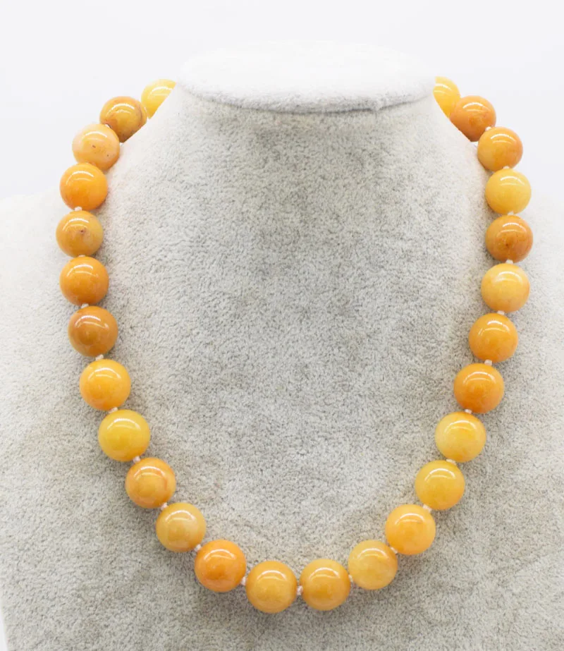 

yellow TOPAZ jade round 8/10/12mm necklace 18inch FPPJ wholesale beads nature