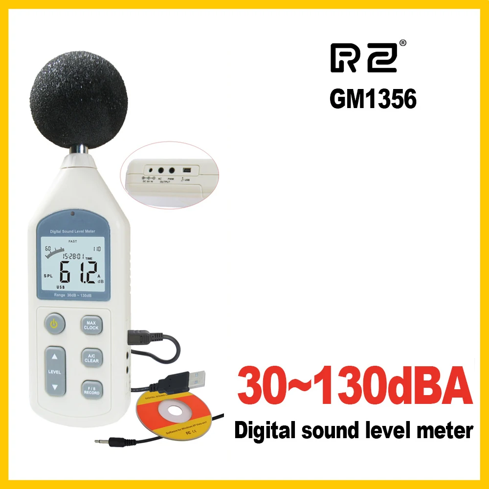 Tanie RZ nowy cyfrowy miernik poziomu dźwięku mierniki hałasu GM1356 30-130dB LCD A/C sklep