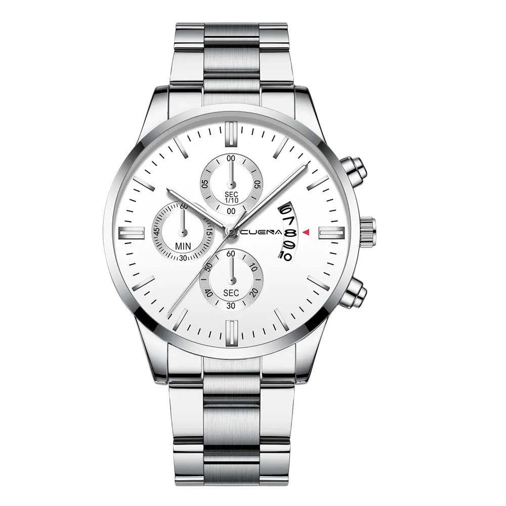 CUENA Men Wrist Watch Fashion Military Stainless Steel Analog Date Sport Quartz Watch Man Reloj Hombre 2019 men wristwatch clock