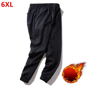 

Winter stretch men's large size elastic waist plus fertilizer plus velvet thick slacks large tide men's pants