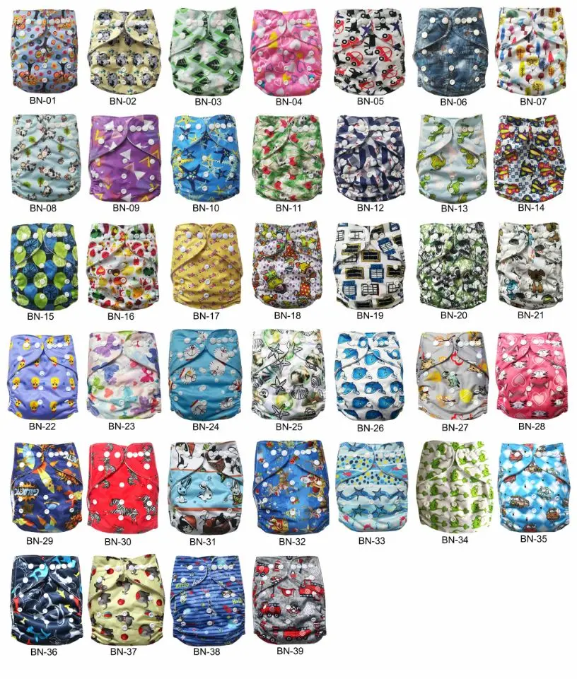 

2019 New Design Reusable Baby Diapers Nappy Cloth Diapers Washable Size Adjustable With Bamboo Insert