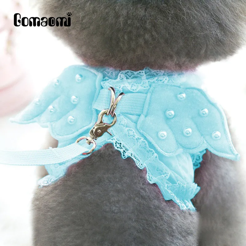 Gomaomi синий Крыло ангела ходячий ошейник с ремешком с поводком аксессуар для котов щенка одежда