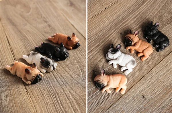 French Bull Dog Sleeping Lazy Pets Fridge Magnets PVC Figures Toys Car Home Office Decoration Gifts - W 5