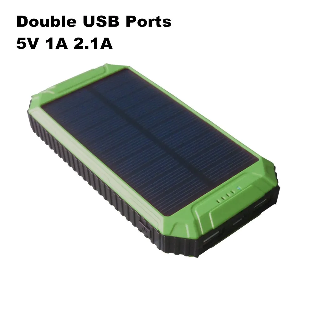 Power Green Slim power Bank двойной USB 10000 мАч Мини 5 в 2A Солнечная Панель зарядное устройство для телефона samsung с фонариком