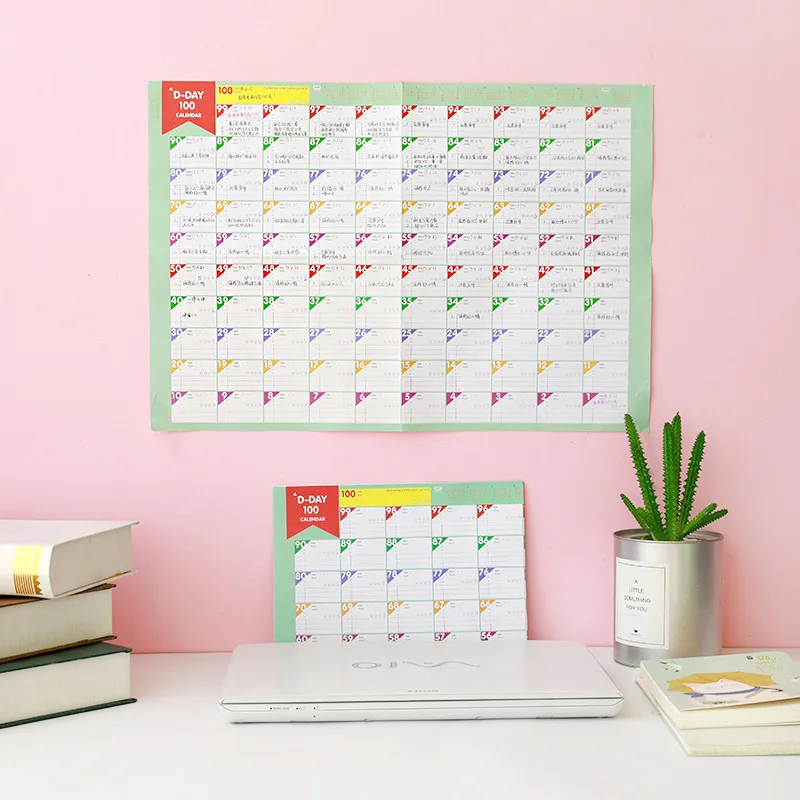 

1pcs 2019 Struggle 100 Day Target Plan Work Study Schedule Countdown Reduce Weight Surface