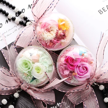 

Creative Key Buckle 7CM Car Pendant Accessories Preserved Eternal Rose Dried Flowers Decoration for Valentine's Day Christmas
