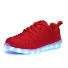 Free Shipping 7 Colors Luminous Led Light Shoes Men Women Fashion Breathable USB Rechargeable Led Shoes Big Size 35-46 Black