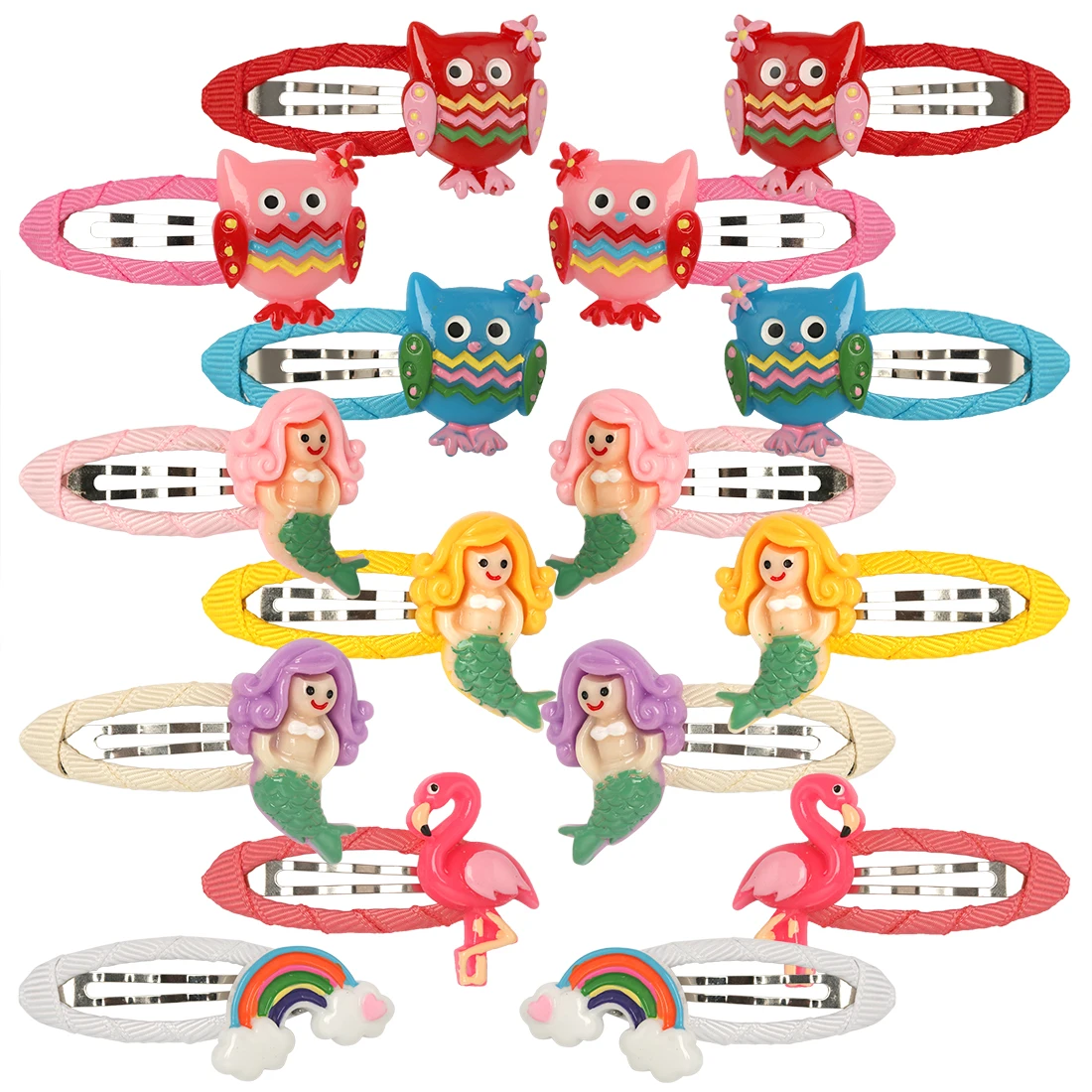 8pcs/pack Flamingos Hairpins Mermaid Barrettes Little Girls Owl Hair