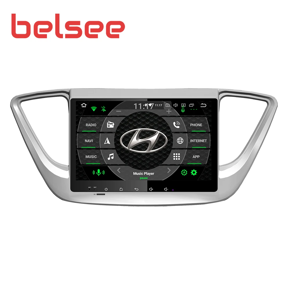 Top Belsee Android 9.0 for Hyundai Solaris Verna Accent 2017 2018 Car GPS Navigation Radio Stereo Audio Player 4GB 64GB IPS Screen 0