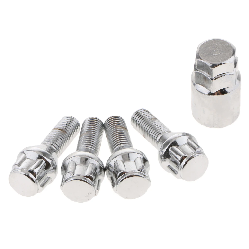 4 pieces M12X1.5 WHEEL LOCK Bolts Anti Theft Security + 1 KEY For Toyota, for Mitsubishi,