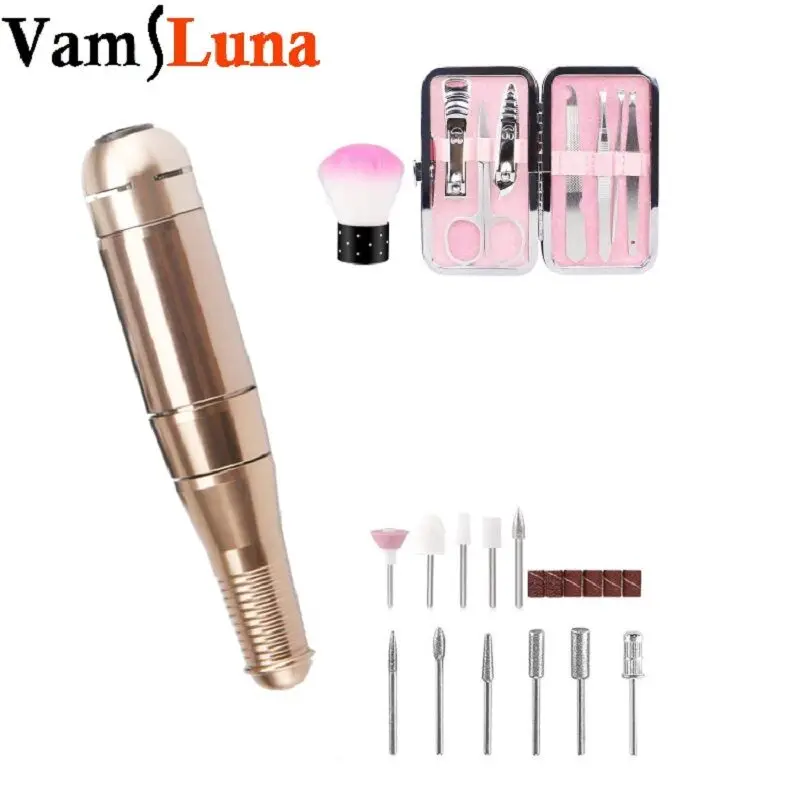 12 in 1 Electric Nail File Manicure Pedicure Kit Handpiece Grinder with Polishing Tools &amp Clippers Set Brush | Красота и здоровье
