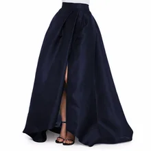 High Split Satin Floor Length Skirt Zipper Custom Made