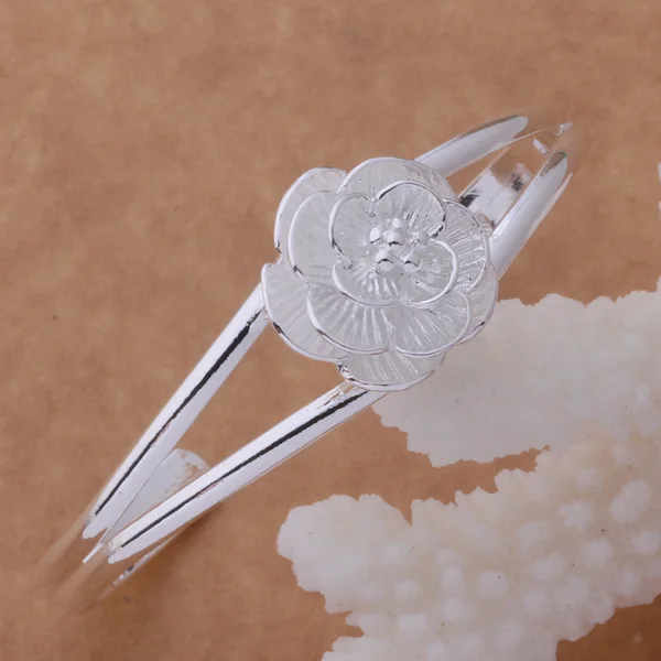 

SZ-AB078 Hot 925 stamped silver bangle, silver plating fashion jewelry Floret bilateral bracelet /ahbaiyia btgakkna