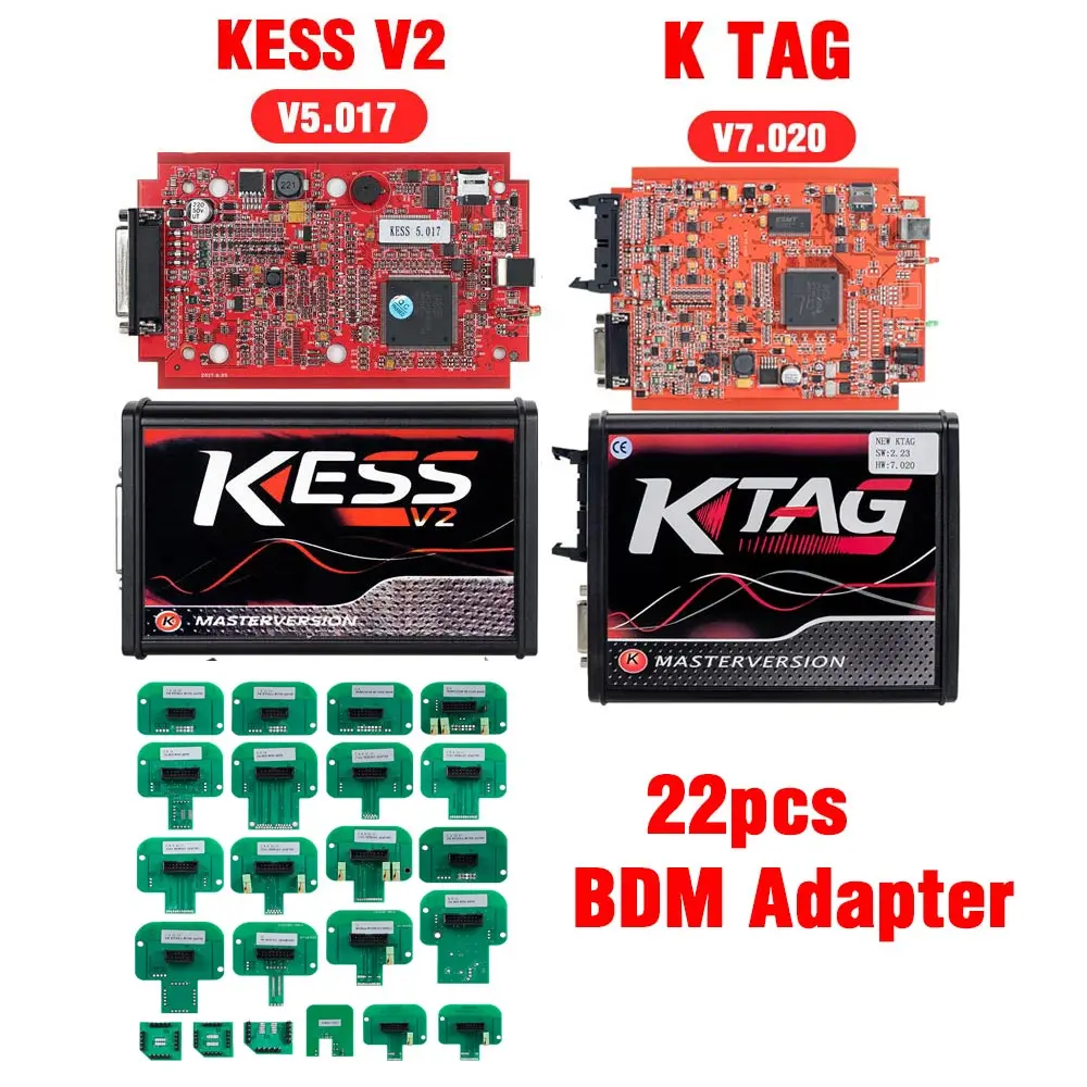 KESS V2 V5.017 полный онлайн V2.47 менеджер Тюнинг Комплект KTAG V7.020 4 светодиодный мастер K-tag V2.25 KESS BDM Титан Winols Электронный блок управления программатором - Цвет: KESS KTAG BDM ADAPTE