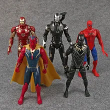 Captain America 3 Civil War Iron Man Vision Spiderman War Machine Black Panther PVC Action Figures Toys 5pcs/set