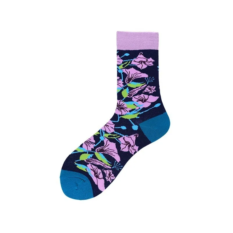 PEONFLY, 21 цвет, мужские носки, кактус, лотос, растение тюльпаны, с принтом Happy Socks, забавные, красочные, Harajuku Motion Calcetines Hombre - Цвет: 13