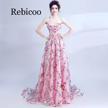 Rebicoo/Новинка г.; топ-труба для банкета; кружевное праздничное платье с аппликацией в виде цветка; длинное платье супер феи