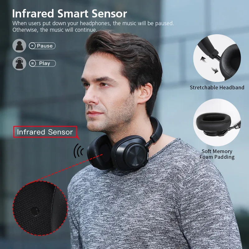 Bluedio T6S Active Шум отмена Bluetooth наушники с микрофоном оригинальный Новое поступление