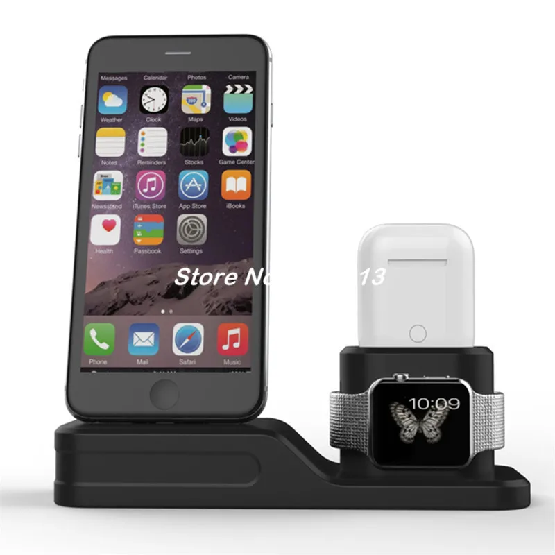Зарядная подставка 4 в 1 для iPhone Apple Watch зарядная док-станция из силикона поддержка