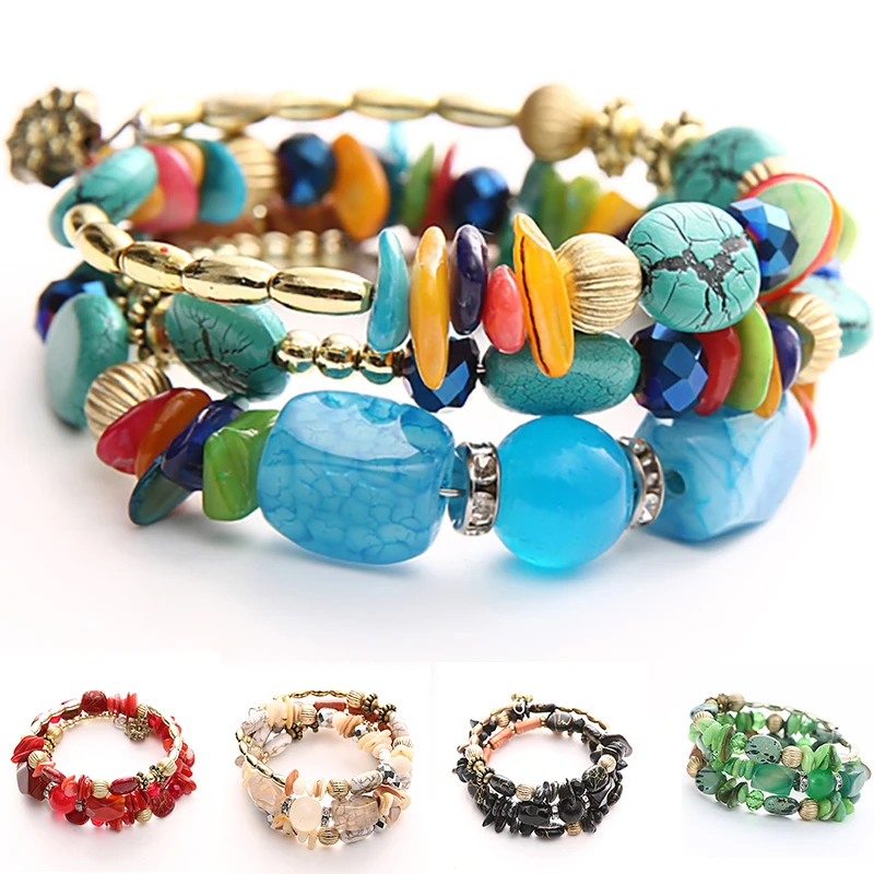 

Custom Handmade Stone Crystal Bohemia Chakre Charm Bracelet Bracelets for Women Boho Love Thread Bangles Jewelry Punk bileklik