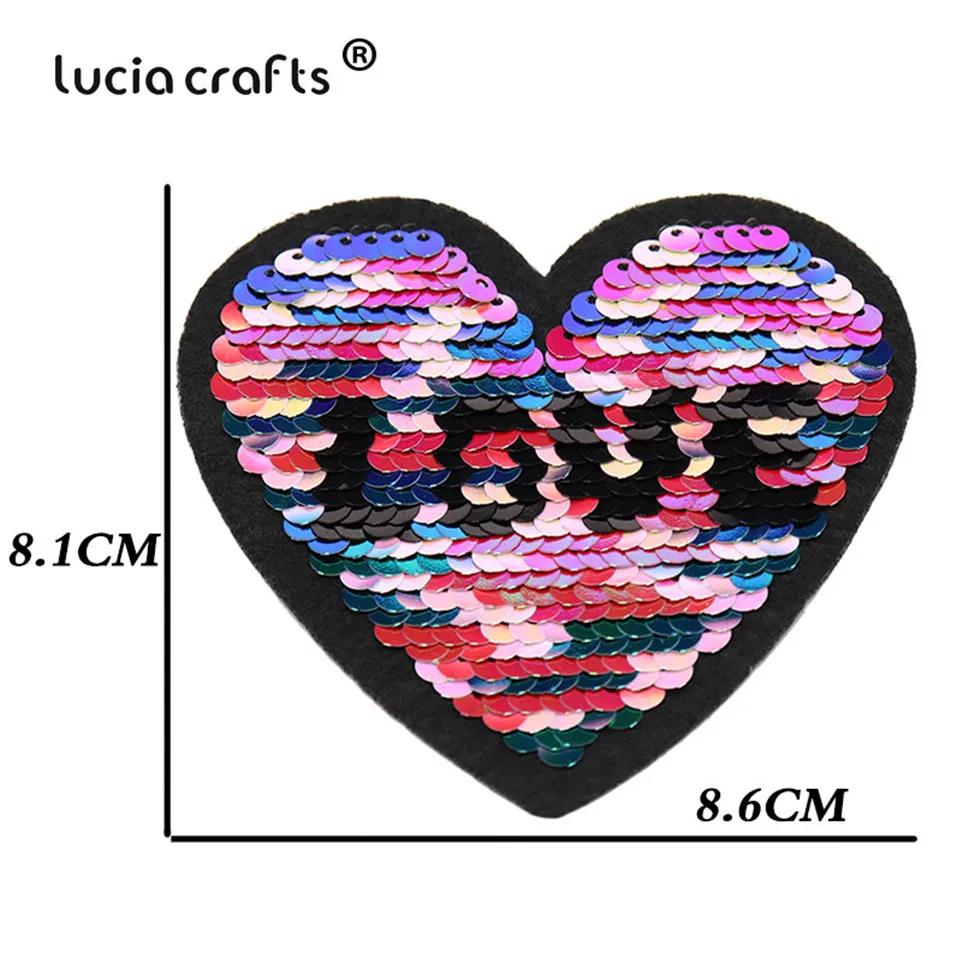 6 шт. 8,1*8,6 см любовь в форме сердца блесток патчи DIY наклейки железа на патчи для одежды теплопередачи Аппликации, бейджи L0608