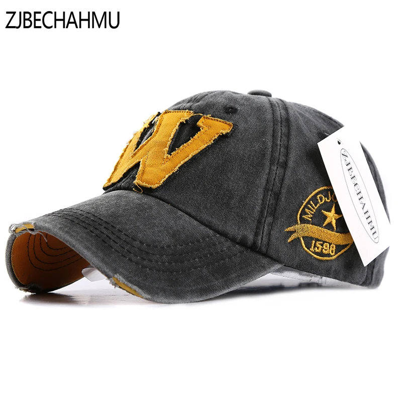 

ZJBECHAHMU Hats Casual Solid Cotton Letter W Adjustable Baseball Caps for Men Women Spring Summer Autumn Hip Hop Snapback Hat