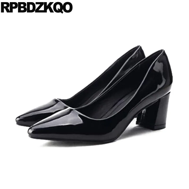 

Women High Heels Pumps Office Nude Shoes Gray 10 42 Court 2018 Plus Size 33 Patent Leather Black Chunky Red Pointed Toe 4 34