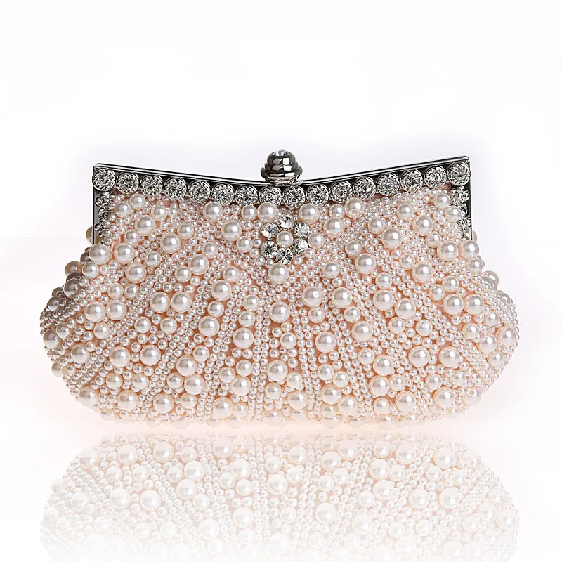 

free shipping 2017 Two Sided Beaded Wedding Bags NEW Fashion Exquisite Beaded Evening Bag Ladies Noble Elegant Pearl Clutch Bags