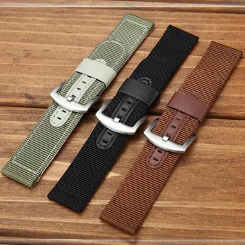 

18mm 20mm 22mm 24mm High Quality Nylon + Leather Watch Band Wrist Strap Watchband Wristwatch Black Brwon Green for Man Woman