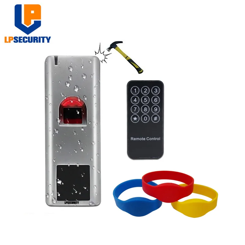 

with 10pcs ID bracelet tags 1000 users metal Biometric Fingerprint access control system rfid 125khz reader door access control